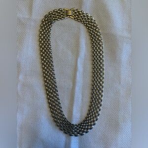 Vintage Multi Row Silver Link Necklace